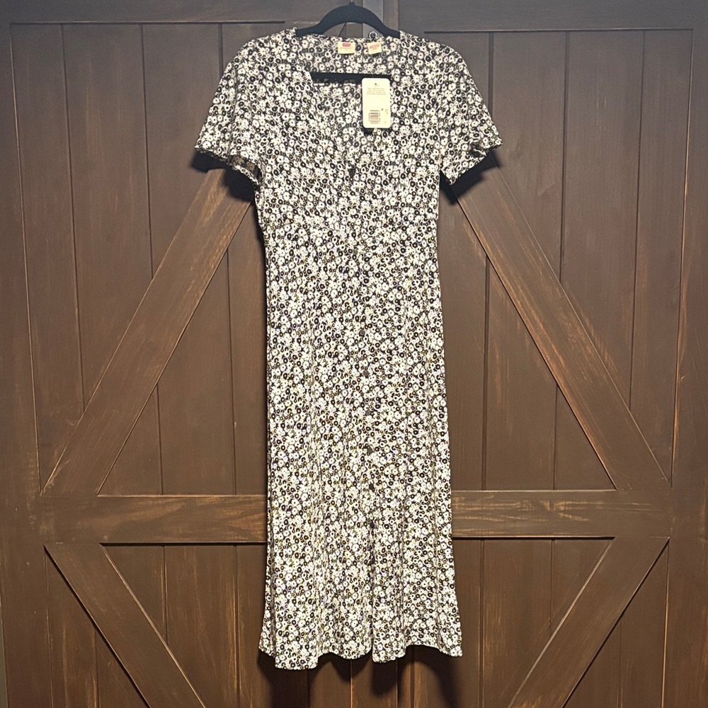 Levi's Black and White Floral Midi Dress